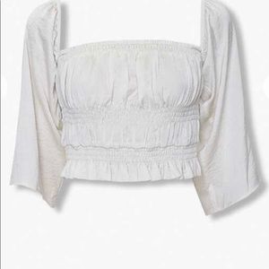 Smocked wide sleeve top